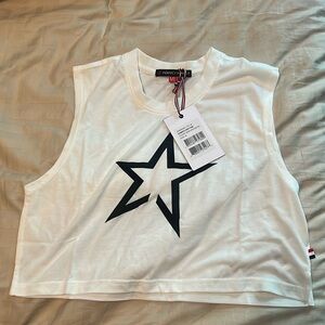 NWT Perfect Moment Logo Crop Black and White Tank